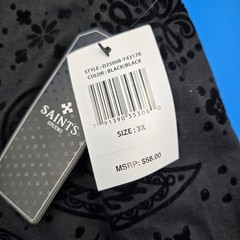 Saints Studio Men’s 3X T-Shirt Black Paisley Flocked Velour Oversized NWT $58