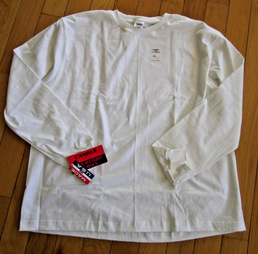Camber Made in USA heavy MAX Weight Long Sleeve WHITE T Shirt Mens Size 2XL XXL