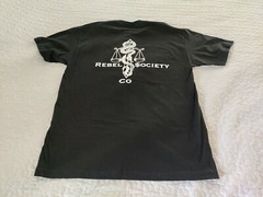 Men’s Black Rebel Society Short Sleeve T-shirt Sword Scales Snake Cotton Grunge