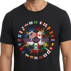 Shirt Soccer Ball with Flag – World Cup 2026 T-Shirt S-5XL