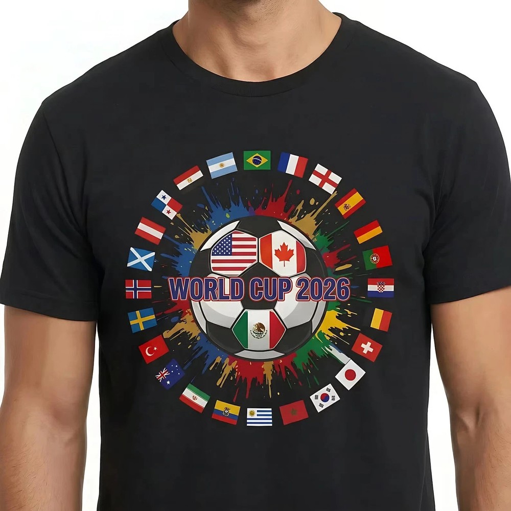 Shirt Soccer Ball with Flag – World Cup 2026 T-Shirt S-5XL
