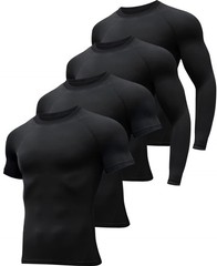 4 Pack Workout Compression Shirts Men Long/Short Sleeve Rash Guard Athletic U…