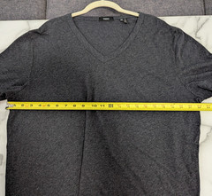 Theory Gaskell V Neck Short Sleeve T Shirt Knit Classic Heathered Gray XXL