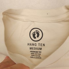 Hang Ten Casual Short Sleeve Crew Neck T-Shirt Mens Size Medium M Off White