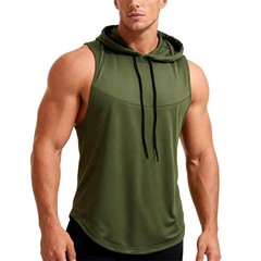 Men’s Quick Dry Hooded Tank Top High Stretch Breathable Gym Athletic Vest