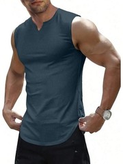 Men’s Slim Knitted Fit Ribbed Tank Top Sleeveless V-Neck Shirt Athletic Gym Tee
