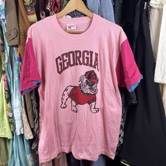 Rare Vintage 80s Pink University Of Georgia Bulldogs Shirt Single Stitch XL