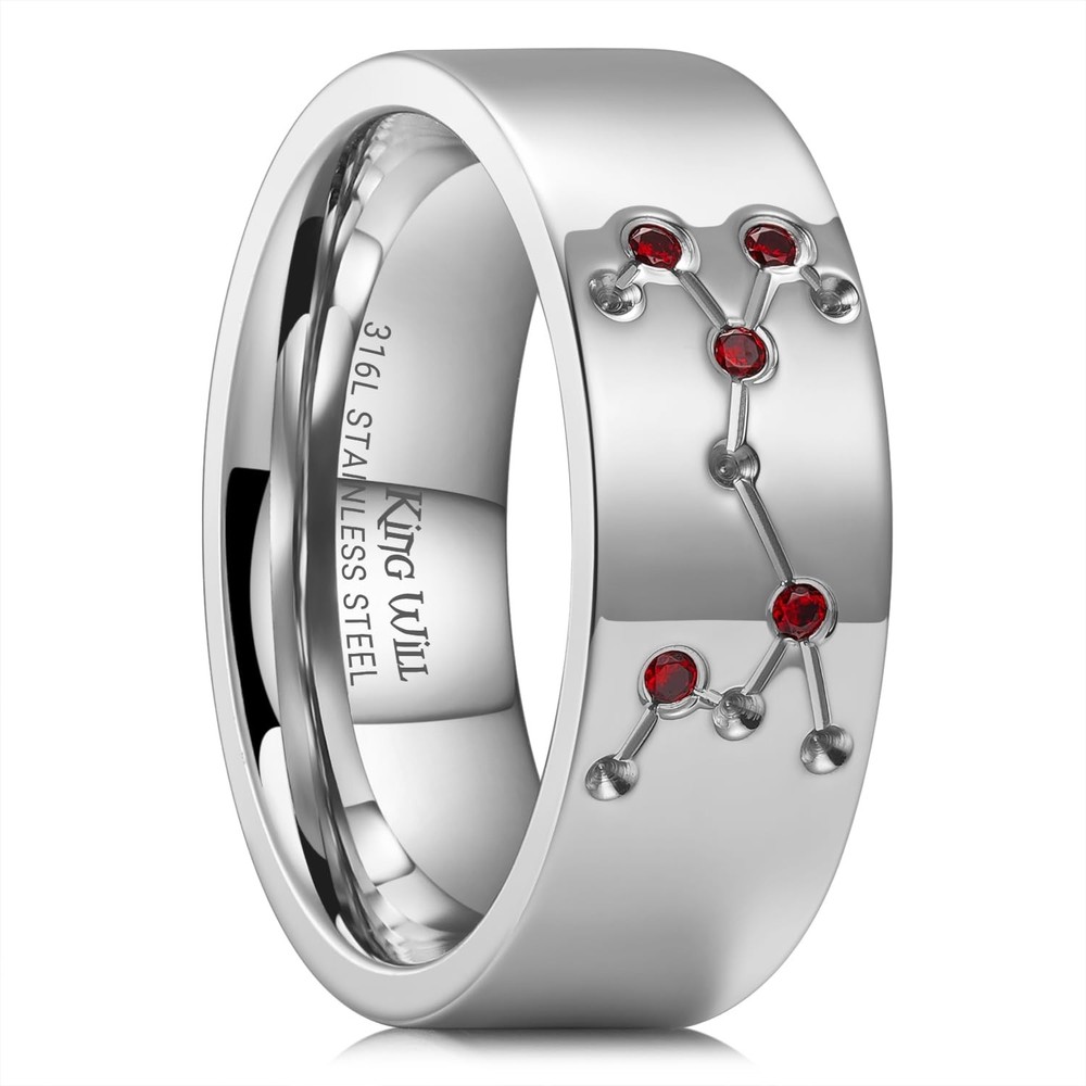 8mm Stainless Steel Sagittarius Zodiac Ring, November December Birthday Sign …