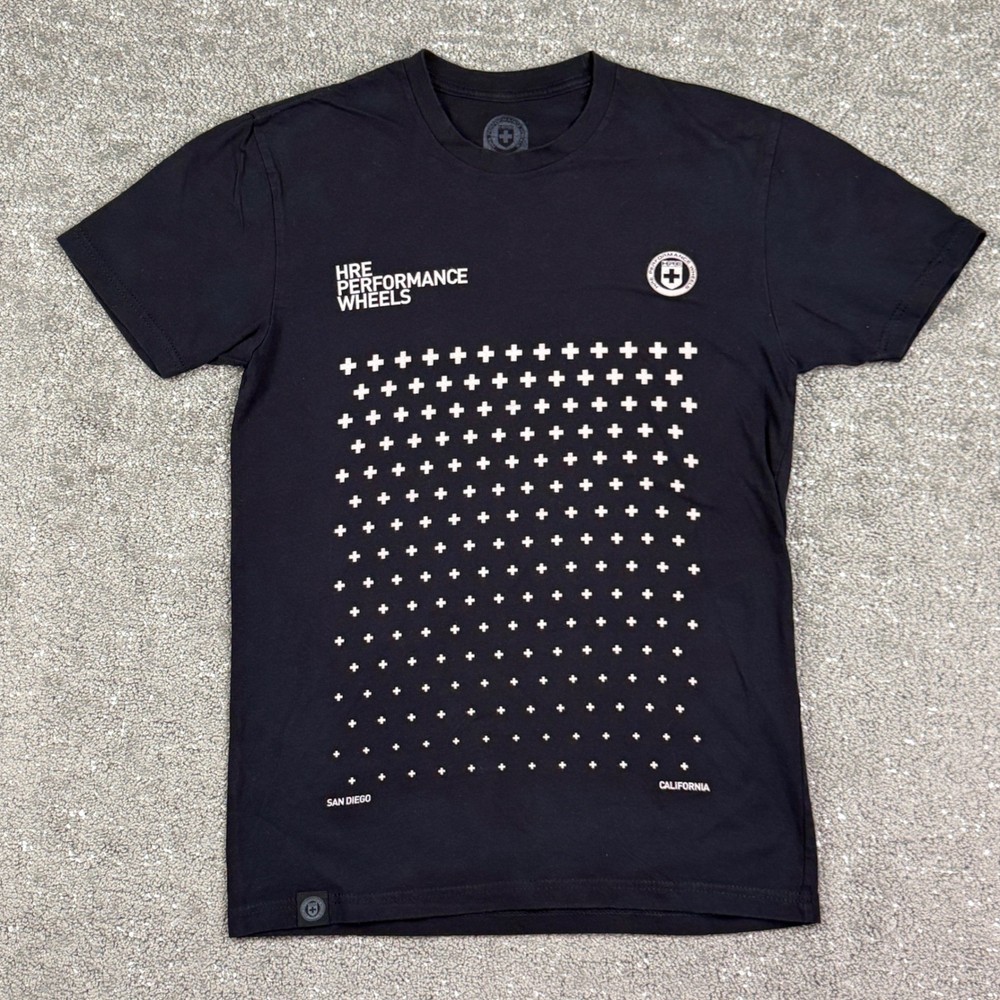 HRE Performance Wheels T-Shirt Mens Small Black Graphic Cross Logo Tee