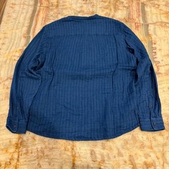 Marine Layer Mens Henley Pullover Shirt Blue Striped Pocket Long Sleeve Large