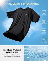 Men’s Athletic Workout T-Shirts Moisture Wicking Cooling Running Shirts Short…