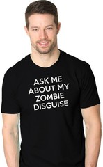 Mens Ask Me About My Zombie T Shirt Funny Flip Costume Outbreak Halloween Tee