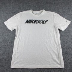 Nike Golf Shirt Mens L White Short Sleeve Dri-FIT Logo Graphic Tee Performance