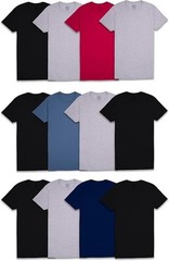 Fruit of the Loom Mens Crew Neck T-Shirts Undershirts Mystery Color 6 Pack Small