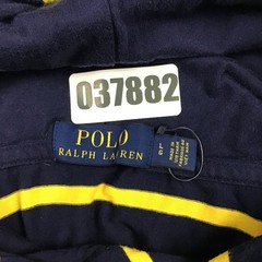 Polo Ralph Lauren Shirt Men Large Navy Yellow Striped Hood Pullover Pony L