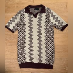 ASOS Mens 70s Retro Short Sleeve Collared Shirt Size S Geometric Abstract