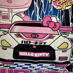 Sanrio Hello Kitty Tokyo Speed Racer Black T-Shirt Adult Unisex 2XL Colorful