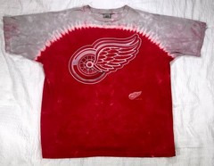 Vintage Liquid Blue 2001 Detroit Red Wings 2XL Double Sided Tie Dye T-Shirt