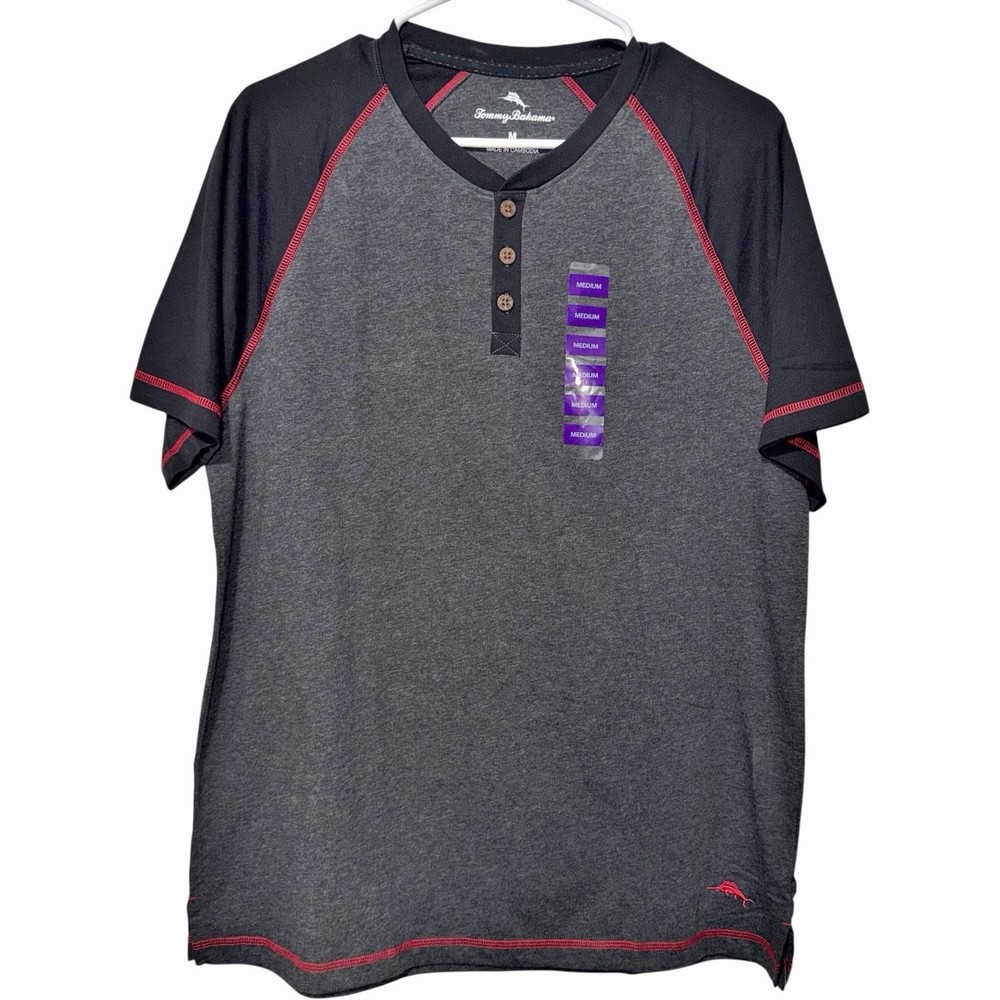 TOMMY BAHAMA Gray/Black Henley Sleep Shirt Men’s Size Medium NWT
