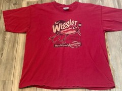 VTG American Lure Co Lil Wiggler Fishing T Shirt Red Graphic Gildan Ultra XL