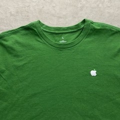 Apple Employee Long Sleeve T-Shirt Men L Green 100% Recycled Cotton Apple Logo