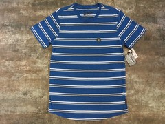 Men’s New T-Shirt Brooklyn Cloth M Blue Stripe Cotton Blend Crew Scoop Hem NWTs