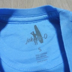 JOHNNIE O Mens S SMALL T SHIRT PALM PARADISE MALIBLU GOLF BLUE SANTA MONICA TEE