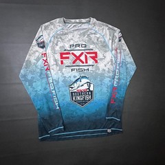 FXR Fishing T Shirt Mens Medium Blue Camo UPF Breathable Featherweight Kingfish