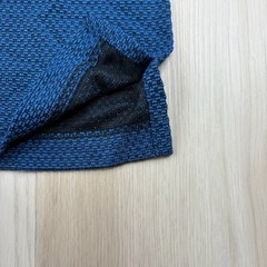Giorgio Danieli Men’s Blue Striped Mock Neck Textured Weave T Shirt Large