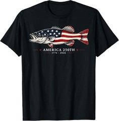 250 Years America 1776 2026 Fishing USA Flag 250th Birthday T-Shirt