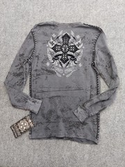 Xtreme Couture Shirt Small Gray Thermal Long sleeve Waffle Cross by Affliction