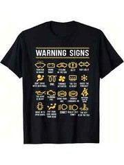 Men’s Humorous Car Mechanic Warning Signs T-Shirt | Cotton | Funny Safety