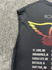 Aerosmith T Shirt Mens Large Black Cut Off Sleeve American Rock Tour Band Music