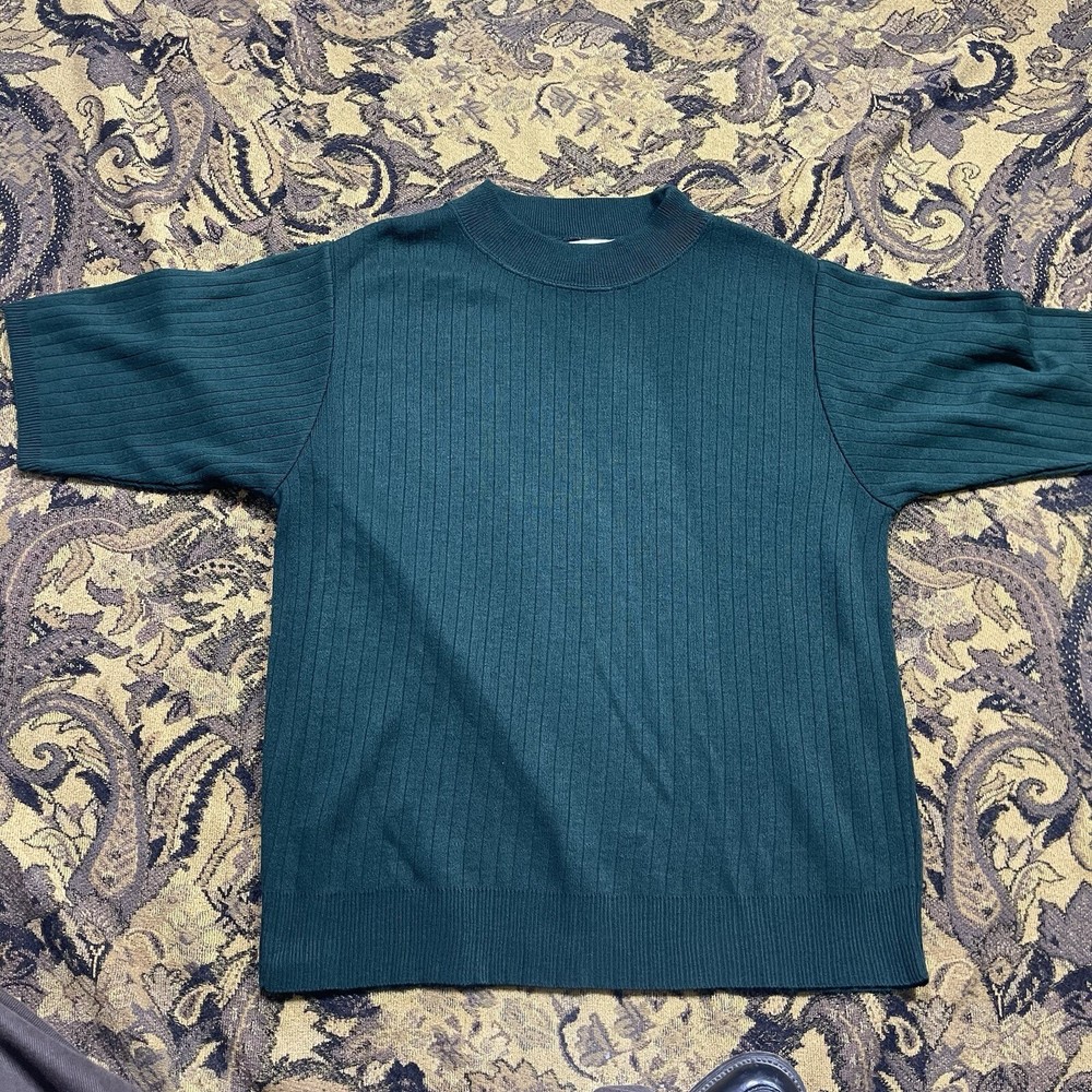 Vtg 90s Sag Harbor Prophecy Acrylic Green Boxy Shirt Mens Size M