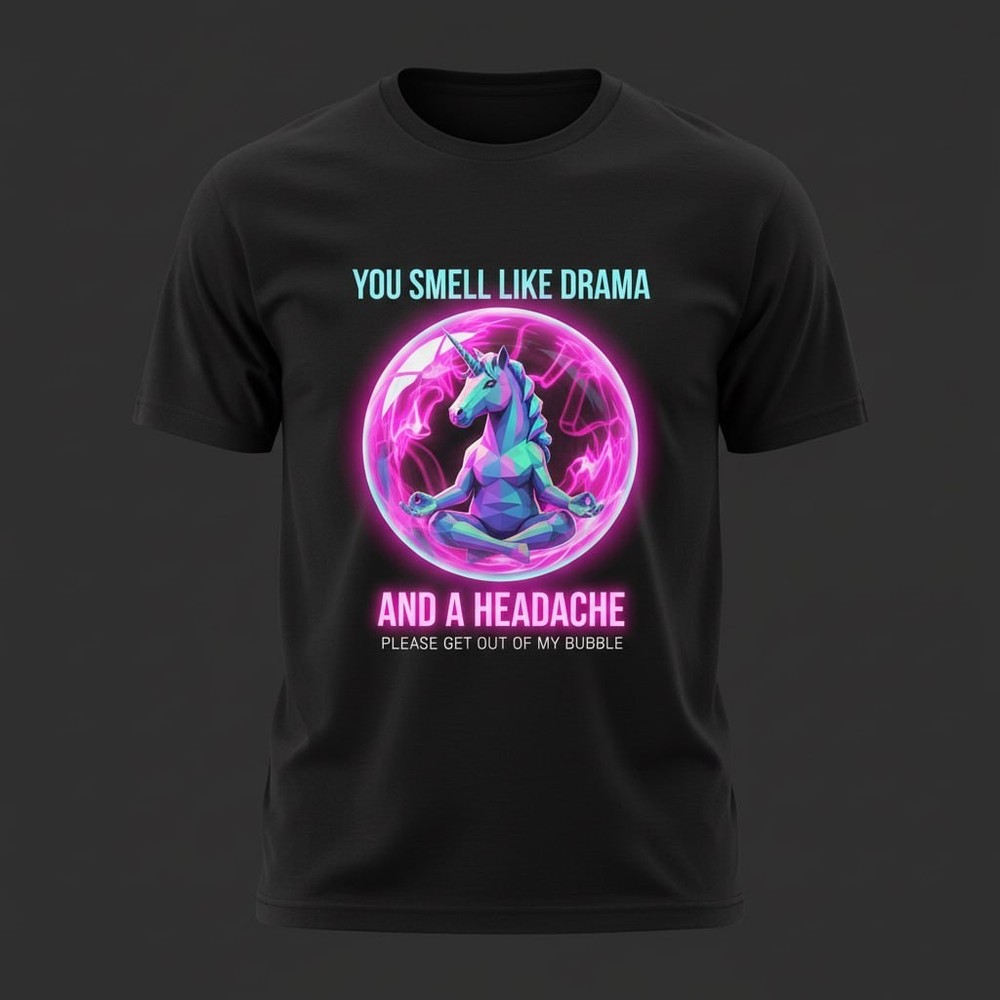 You Smell Like Drama T-Shirt Unicorn Sarcastic Graphic Tee Mens Funny Gift