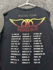 Aerosmith T Shirt Mens Large Black Cut Off Sleeve American Rock Tour Band Music