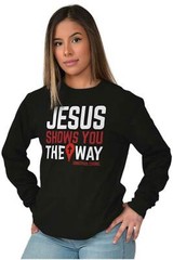 Christian Strong Jesus Shows The Way Cross Long Sleeve Tshirt for Men or Women