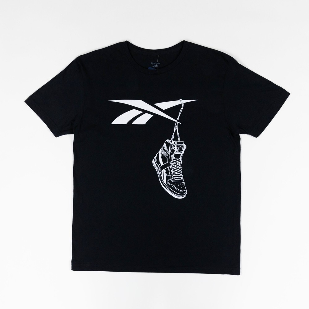 Reebok Men Practice Logo Sneaker Graphic T-Shirt Black Size M
