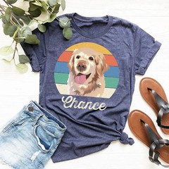 Custom Pet Portrait Retro Vintage Comfort Tee Personalized Dog Cat Shirt