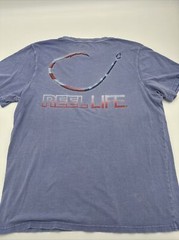 Reel Life T-Shirt Men Large Blue Graphic Print American Flag…#4468
