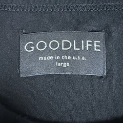 Goodlife Men L Long Sleeve Supima Cotton MicroModal Scallop Crew Shirt Black