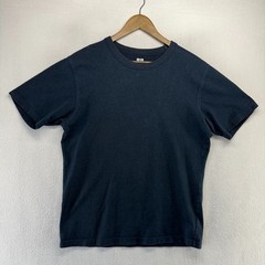 Uniqlo Blank Shirt Men’s medium Blue Navy Crewneck Heavyweight Thick Collar Crew