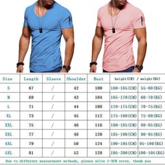 Mens Slim Fit Muscle T Shirt Tops Summer Casual V Neck Short Sleeve Blouse Tee