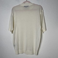 Vtg Henri Valdise Collection Short Sleeve Knit Shirt Mens Sz M Cream Semi Sheer