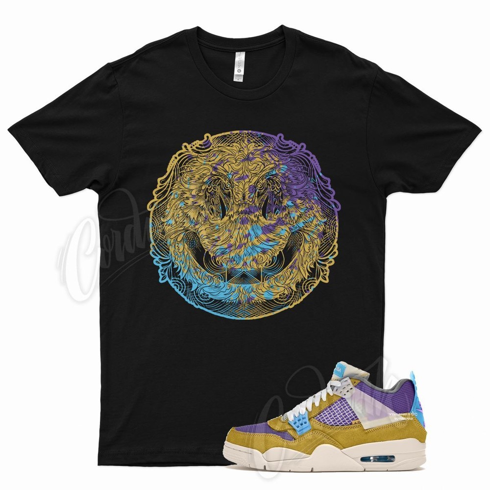 Black HAPPY Shirt for Union x J1 4 SP Desert Moss Turquoise Blue Dark Iris