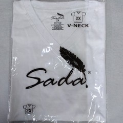 Sada Men’s White 2X Cotton Knit V-Neck T-Shirt Short Sleeve