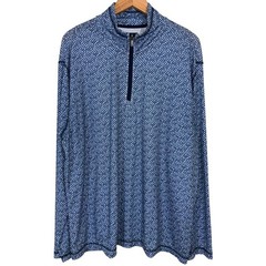 ROWM Mens Blue Pattern Lightweight Quarter 1/4 Zip Long Sleeve Pullover Shirt XL