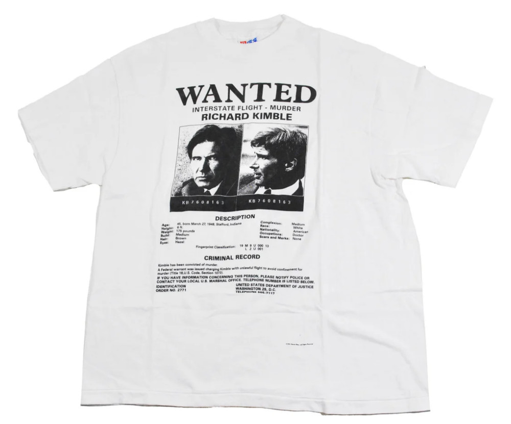 Vintage The Fugitive 1993 Movie Film Harrison Ford 90s Tommy Lee Shirt Large