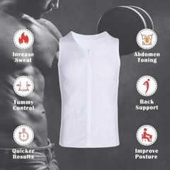 Men Compression Slimming Body Shaper Vest Sleeveless Zipper Undershirt Tank Top