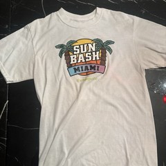thehoopvibe Men’s M White Sun Bash Miami Graphic Logo Crew Neck T-Shirt